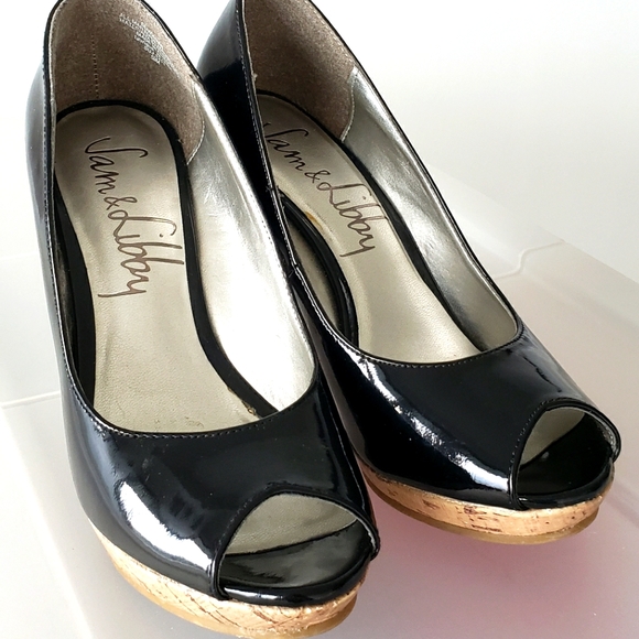 Black Platform Wedge Heels (Sam & Libby, Size 5.5) - Picture 4 of 5